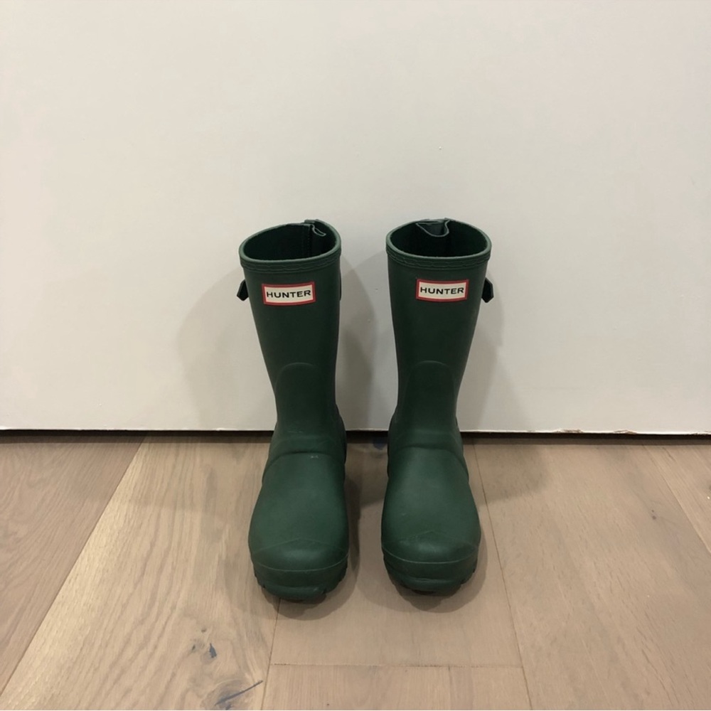Green hunter rain boots